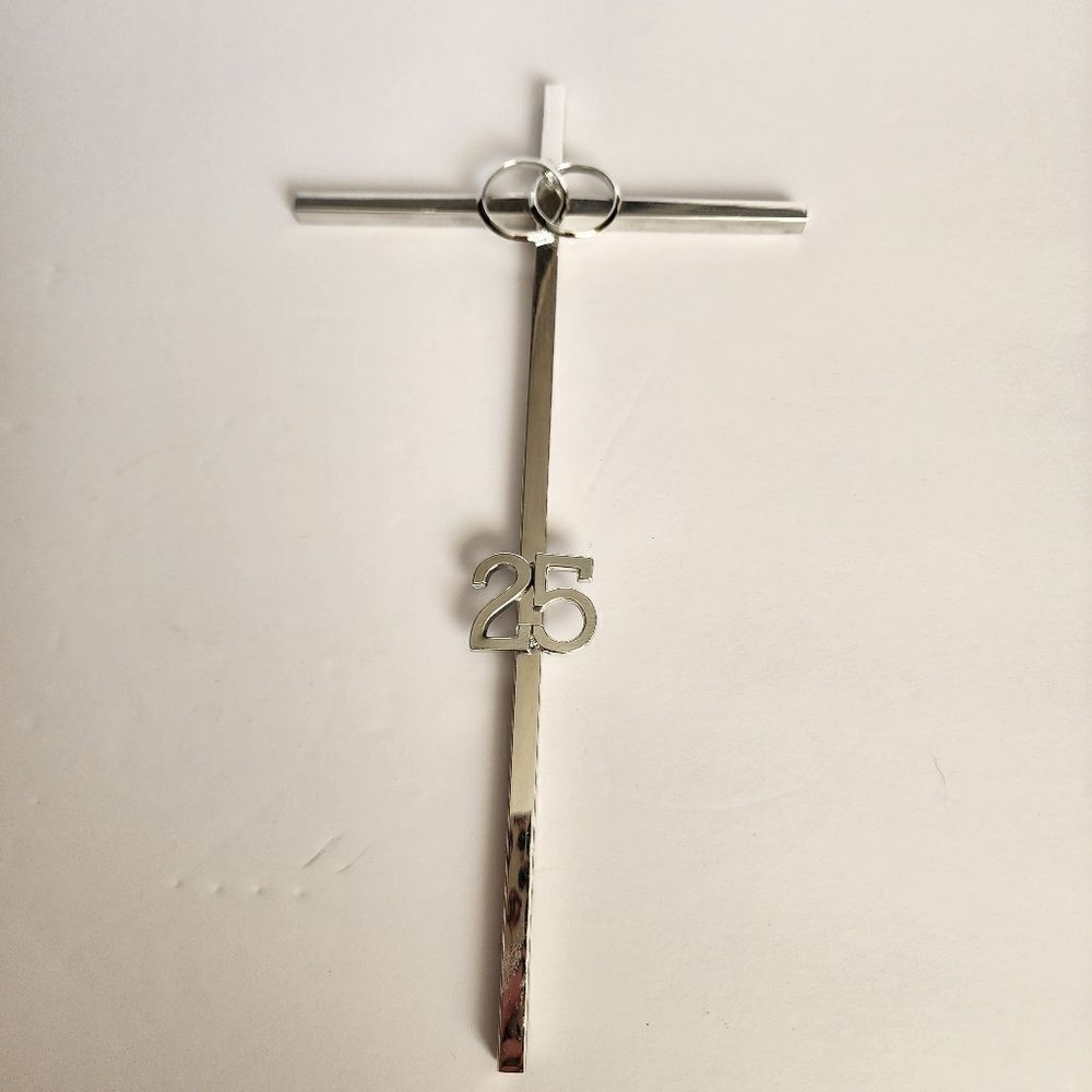 25th Anniversary Silver Plated Cross 10"